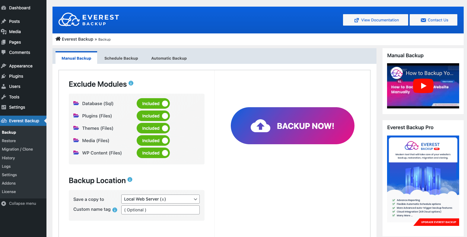 Everest Backup Plugin